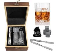 Ghazpmuk Set di Bicchieri da Whisky, Set di Accessori per Whisky, Set Whisky Regalo Uomo, Whisky Stones Set di Regalo, Set Include 4 Pietre da Whisky, 1 Bicchieri in Vetro, Sottobicchieri e Pinze