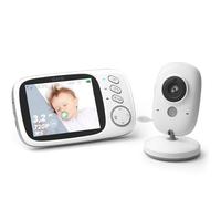 GHB Baby Monitor Video e Audio 3.2'' 1000mAh Batteria Videocamera con Sensore di Temperatura e VOX 8 Ninne Nanne Interfono a Due Voci da Attivazione Vocale