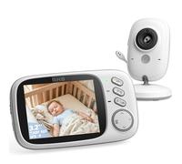GHB Baby Monitor Video e Audio 3.2'', Telecamera Bambini con Monitor 1000mAh, Visione Notturna, Rilevamento della Temperatura, Interfono Bidirezionale, VOX, Ninne Nanne