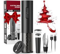 GHB Cavatappi Elettrico per Vino 6 in 1 USB Ricaricabile, Apribottiglie Elettrico Professionale per Vino con Tagliacarte,Versatore, Tappo di Tenuta, Tappo per Vuoto Regalo per Amanti del vino