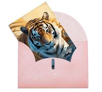 GHBNK Biglietti di compleanno con buste Thinking of You Biglietti africani Wildlife Tiger Biglietti di auguri vuoti Biglietti di ringraziamento Biglietto di nozze Biglietti di incoraggiamento