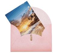 GHBNK Biglietti di compleanno con buste Thinking of You Biglietti Beach Tramonto Paesaggio Biglietti di auguri vuoti Biglietti di ringraziamento Biglietto di nozze Biglietti di incoraggiamento