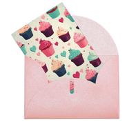 GHBNK Biglietti di compleanno con buste Thinking of You Biglietti Cupcake Candy Hearts Dolci Biglietti di auguri vuoti Biglietti di ringraziamento Biglietto di nozze Biglietti di incoraggiamento