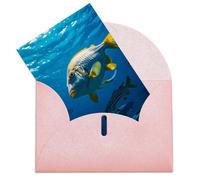 GHBNK Biglietti di compleanno con buste Thinking of You Biglietti di pesce che circonda nel mare Biglietti di auguri vuoti Biglietti di ringraziamento Biglietti di incoraggiamento per matrimoni