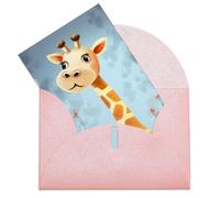 GHBNK Biglietti di compleanno con buste Thinking of You Carino Giraffa Biglietti di auguri vuoti Biglietti di ringraziamento Biglietto di nozze Biglietti di incoraggiamento Biglietti Note Biglietti