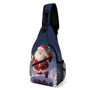 GHBNK Borsa a tracolla piccola con biscotti al cioccolato per donne e uomini, da viaggio, escursionismo, borsa da petto, Buon Natale Babbo Natale, 38x20cm