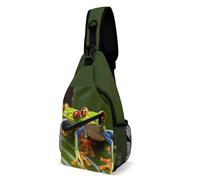 GHBNK Borsa a tracolla piccola con biscotti al cioccolato per donne e uomini, da viaggio, escursionismo, borsa da petto, Rana dagli occhi rossi, 38x20cm