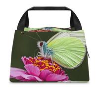 GHBNK Borsa per il pranzo da donna, con farfalla e garofano, borsa termica riutilizzabile