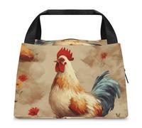 GHBNK Borsa per il pranzo da donna, con stampa di pollo, pittura animale, borsa per il pranzo, riutilizzabile, isolata, contenitore per il pranzo