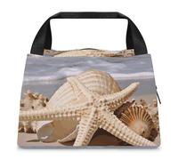 GHBNK Borsa per il pranzo da donna, grande, con conchiglia, stella marina, simpatica, riutilizzabile, isolata, contenitore per il pranzo