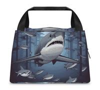 GHBNK Borsa portapranzo da donna, con divertente design con squali, borsa per il pranzo, riutilizzabile, isolata, contenitore per il pranzo