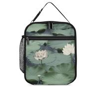 GHBNK Borsa termica per il pranzo per donne e uomini, portatile, con giglio nero, riutilizzabile, borsa termica
