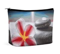 GHBNK Trousse per trucchi da donna, portatile, con fiore tropicale e pietra zen, organizer da viaggio, borsa da toilette, stile, taglia unica