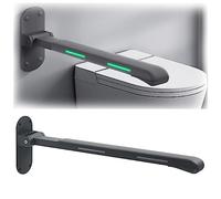 GHBSDNEPP Handicap, maniglioni pieghevoli per WC, ribaltabili, montaggio a parete, supporto di sicurezza antiscivolo, maniglia per bagno e doccia con indicatori, bianco/nero