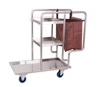GHCXY Carrelli Mobili, Carrello per Uso Domestico Carrello Di Servizio Commerciale con Ruote Silenziose, Camera D'Albergo Carrello Di Pulizia Acciaio Inox con Borsa/Stile-2./102 * 45 * 97Cm