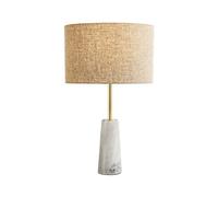 GHCXY Lampada da Tavolo in Marmo Desk Lamp, Soggiorno Camera da Letto Illuminazione E27 Button Control Lampada da Comodino Lino Paralume Lampada Di Lettura/B/28 * 50Cm