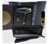 GHD Kit Con Piastra Chronos Max Nera Piu' Phon Helios Nero 2200 Watt + Termoprotettore 250 Ml + Borsa In Tela
