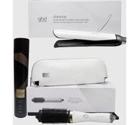GHD Kit Con Spazzola Duet Blow Dry Bianca Con Pochette + Piastra Chronos Bianca + Lacca 400 Ml