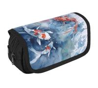 GHENBLT Astuccio colorato a forma di pesce carpa, grande capacità, grazioso astuccio per penne con 3 scomparti, cancelleria per ufficio, grandi borse per matite con cerniera, in tessuto, per adulti