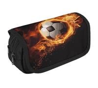 GHENBLT Astuccio per matite con fiamma di calcio, grande capacità, grazioso astuccio per penne con 3 scomparti, cancelleria per ufficio, grandi borse per matite con cerniera, in tessuto, per adulti