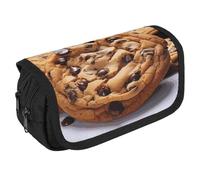GHENBLT Astuccio per matite e biscotti al cioccolato, grande capacità, grazioso astuccio per penne con 3 scomparti, cancelleria per ufficio, grandi borse per matite con cerniera, in tessuto, per