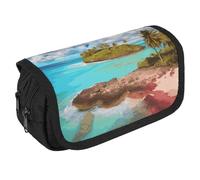 GHENBLT Caraibi Scenery Pencil Case Organizer Grande Capacità Simpatico Penna Pouch con 3 Compartimenti Ufficio Cancelleria Grandi Tasche per Matite con Cerniera Astuccio per Penna Tessuto per Adulti