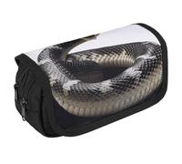 GHENBLT Cobra Snake Astuccio organizer grande capacità carino portapenne con 3 scomparti cancelleria ufficio grande astuccio con cerniera in tessuto portapenne per adulti borsa portatile per trucchi