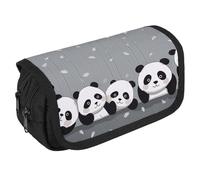GHENBLT Divertente astuccio organizer con panda, grande capacità, grazioso astuccio per penne con 3 scomparti, cancelleria per ufficio, grandi borse per matite con cerniera, in tessuto, per adulti