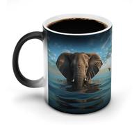 GHENBLT Elephant Is Sitting in The Water Tazza Cambia Colore Tazza da Caffè Tazza da Caffè Divertente Tazze in Ceramica Tazza da Caffè Novità Tazze da Caffè Carine Tazze Cambia Calore Tazza Sensibile