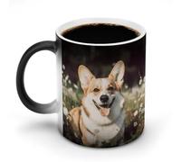 GHENBLT Happy Corgi Dog Tazza che cambia colore tazza da caffè tazza da caffè tazze divertenti tazza da caffè in ceramica novità tazze da caffè carine tazze che cambiano calore tazza sensibile al