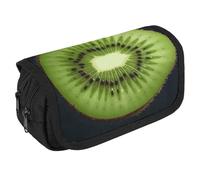 GHENBLT Kiwi Slice - Astuccio organizer grande capacità, grazioso astuccio per penne con 3 scomparti, per cancelleria da ufficio, grande, con cerniera, in tessuto, per adulti, borsa portatile per