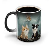 GHENBLT Pioggia gatto e cane cambia colore tazza tazza da caffè tazza da caffè tazze divertenti tazza da caffè in ceramica novità tazze da caffè tazze carine tazze che cambiano calore tazza sensibile