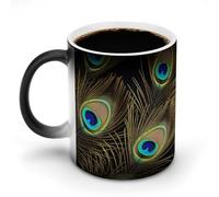 GHENBLT Piume di pavone Tazza che cambia colore tazza da caffè tazza da caffè tazze divertenti tazza da caffè in ceramica novità tazze da caffè tazze carine tazze che cambiano calore tazza sensibile
