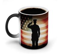 GHENBLT Soldier Saluting America Flag Colore Cambia Tazza Tazza da Caffè Tazza da Caffè Divertente Tazze in Ceramica Tazza da Caffè Novità Tazze da Caffè Carine Tazze Cambia Calore Tazza Sensibile Al