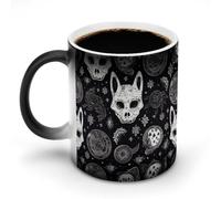 GHENBLT Teschio gatto luna gotico cambia colore tazza tazza da caffè tazza da caffè tazze divertenti tazza da caffè in ceramica novità tazze da caffè tazze carine tazze cambiano calore sensibile al