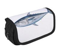 GHENBLT Tuna Thunnus - Astuccio organizer grande capacità, grazioso astuccio per penne con 3 scomparti, per cancelleria da ufficio, grande astuccio con cerniera, in tessuto, per adulti, borsa