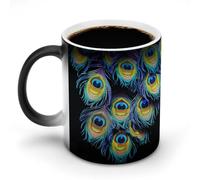 GHENBLT Un mazzo di piume di pavone cambia colore tazza da caffè tazza da caffè tazze divertenti tazza da caffè tazza da caffè in ceramica novità tazze da caffè tazze carine tazze che cambiano calore