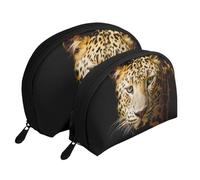Ghepardo animale, Borsa per trucco a conchiglia Portamonete da donna Borsa da toilette piccola Borsa per cosmetici 2 pezzi