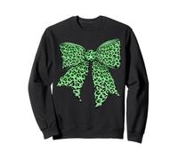 Ghepardo Animale Leopardo Verde Lime Modello Ragazza Coquette Bow Felpa