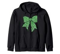 Ghepardo Animale Leopardo Verde Lime Modello Ragazza Coquette Bow Felpa con Cappuccio
