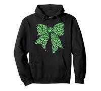 Ghepardo Animale Leopardo Verde Lime Modello Ragazza Coquette Bow Felpa con Cappuccio
