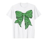Ghepardo Animale Leopardo Verde Lime Modello Ragazza Coquette Bow Maglietta