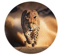 Ghepardo che corre sulla macchina fotografica Jigsaw Puzzle 1000 pezzi puzzle rotondo per adulti bambini dai 12 anni in su (67,5 x 67,5) 1000 pezzi