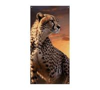 Ghepardo che guarda fuori savana con tramonto copertura della porta banner forniture per decorazioni per feste portico appeso banner personalizzazione banner per feste per vacanze compleanno giardino