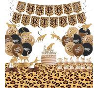 Ghepardo, decorazione per feste di compleanno - stampa leopardata per feste include tutto il buon compleanno striscione torta topper tovaglia palloncini per giungla safari baby shower