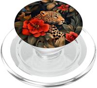Ghepardo Leopardo Motivo Floreale Fiori Vintage PopSockets PopGrip per MagSafe