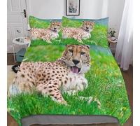 Ghepardo Set Copripiumino 3D Con Microfibra Morbida Stampa Con Federa,per Letto All Size Animale da safari africano Copripiumino Anti-acaro Con 3D Motivo Per Ragazzi Ragazze 3 Pezzi Double（200x200cm）