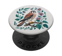 Gheppio americano con fiori di campo viola Bird Art PopSockets PopGrip Adesivo