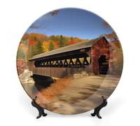 GHEPSDW Albany Ponte Coperto Piastre Decorative Osso Piatto Cina per Display Ceramica Cena Piatto per Tavolo Dessert Piatto con Display Supporto per Home Decor Soggiorno Ornamento
