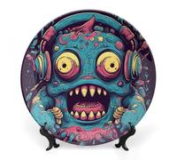 GHEPSDW Amore Musica Mostro Piatti Decorativi Osso Cina Piatto per Display Ceramica Cena Piatti per Tavolo Dessert Piatto con Display Supporto per Decorazione Domestica Soggiorno Ornamento 10 pollici